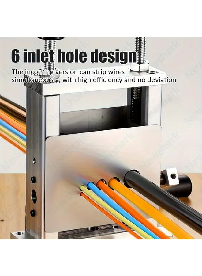 Heavy Duty Manual Wire Stripper Portable Handheld Crank Handle Aluminum Frame 6 Inlet Holes - Image 1